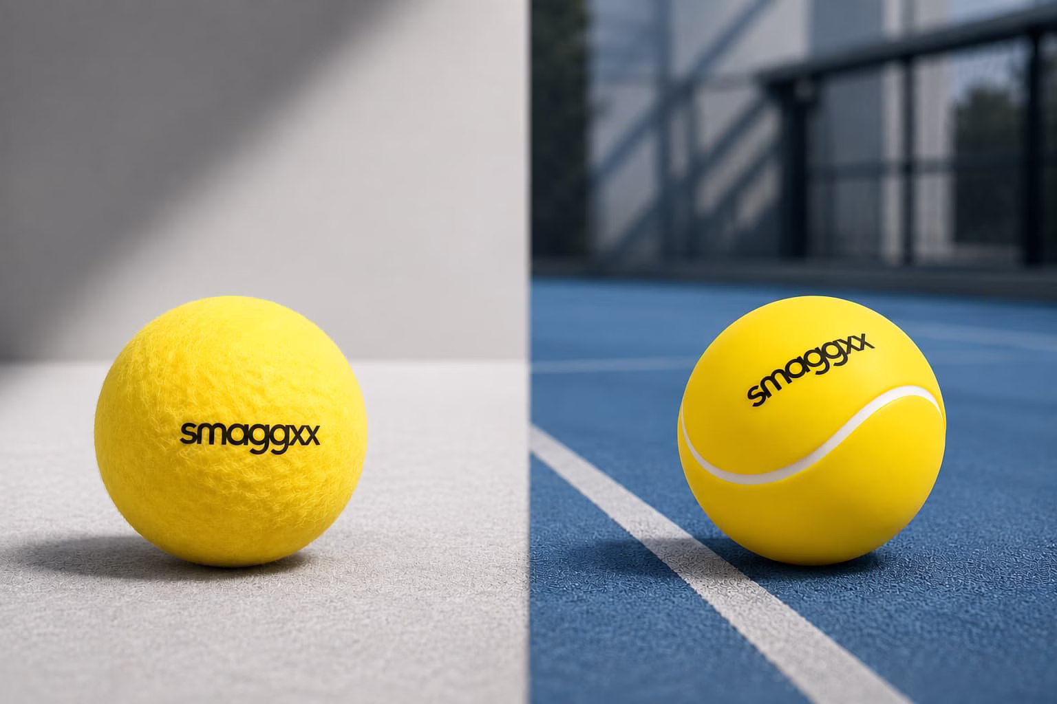 Indoor and outdoor Smaggxx balls side by side